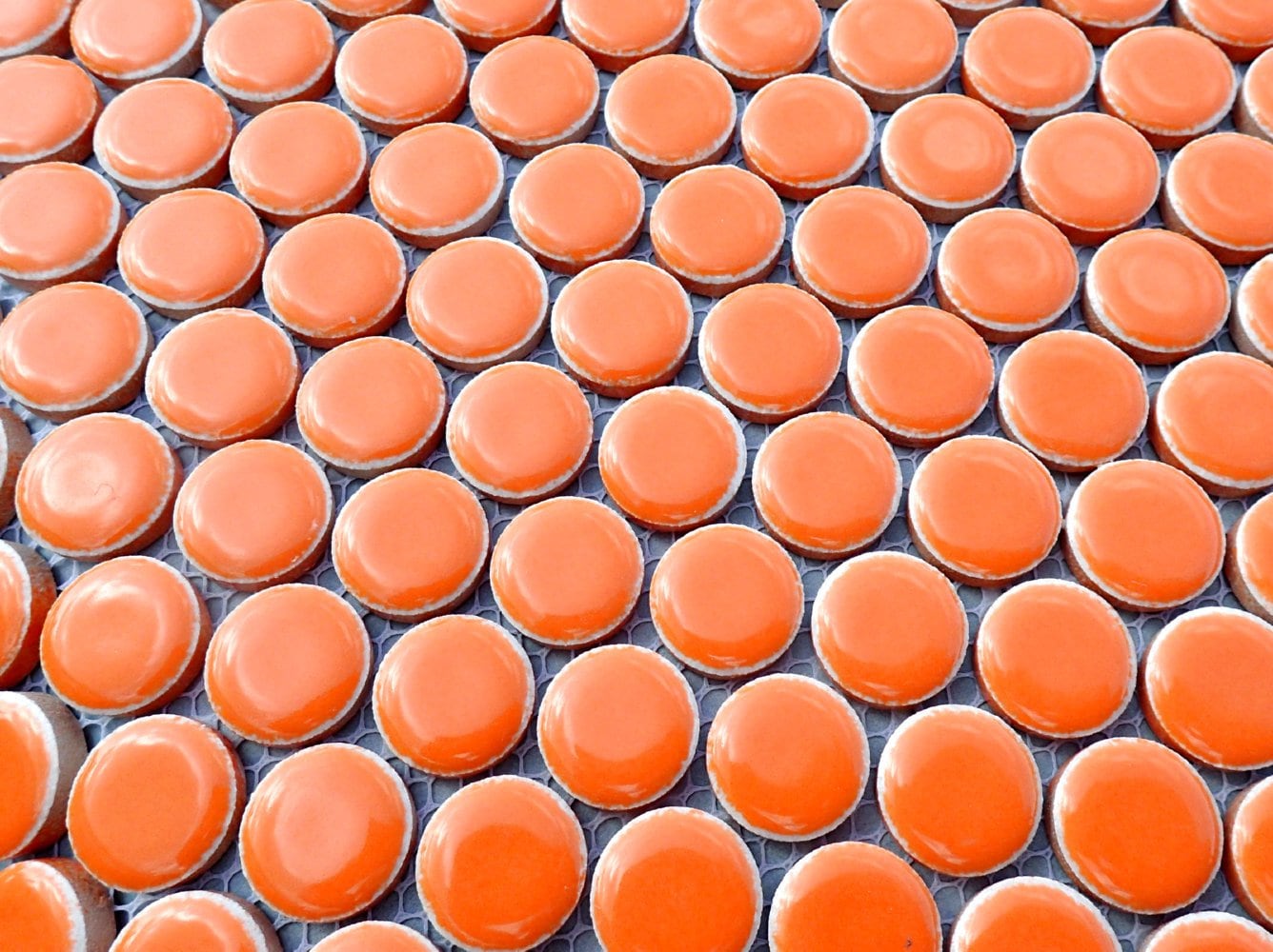 Orange Ceramic Mosaic Penny Rounds - 25 Tiles - 2cm Circles