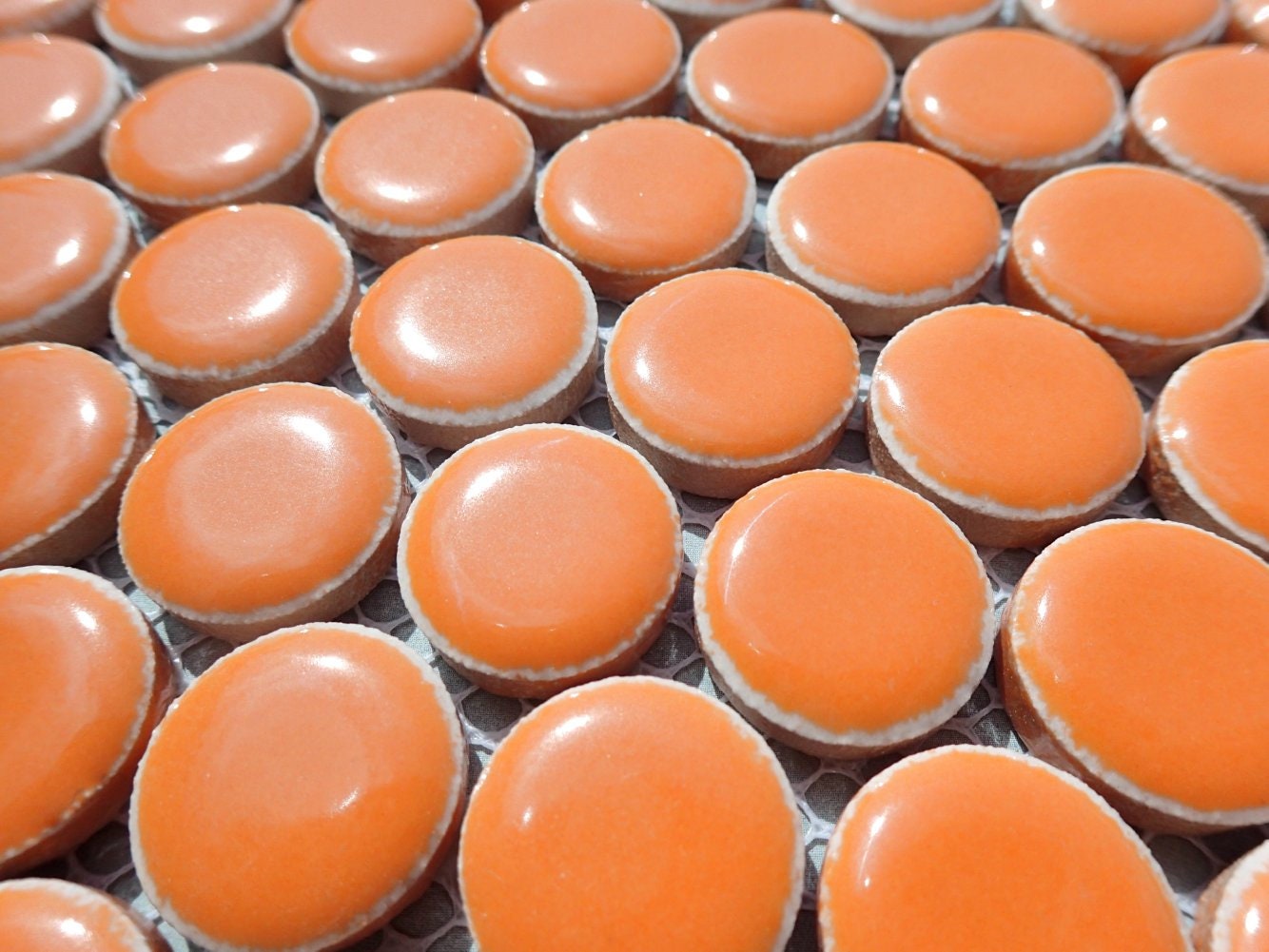 Orange Ceramic Mosaic Penny Rounds - 25 Tiles - 2cm Circles