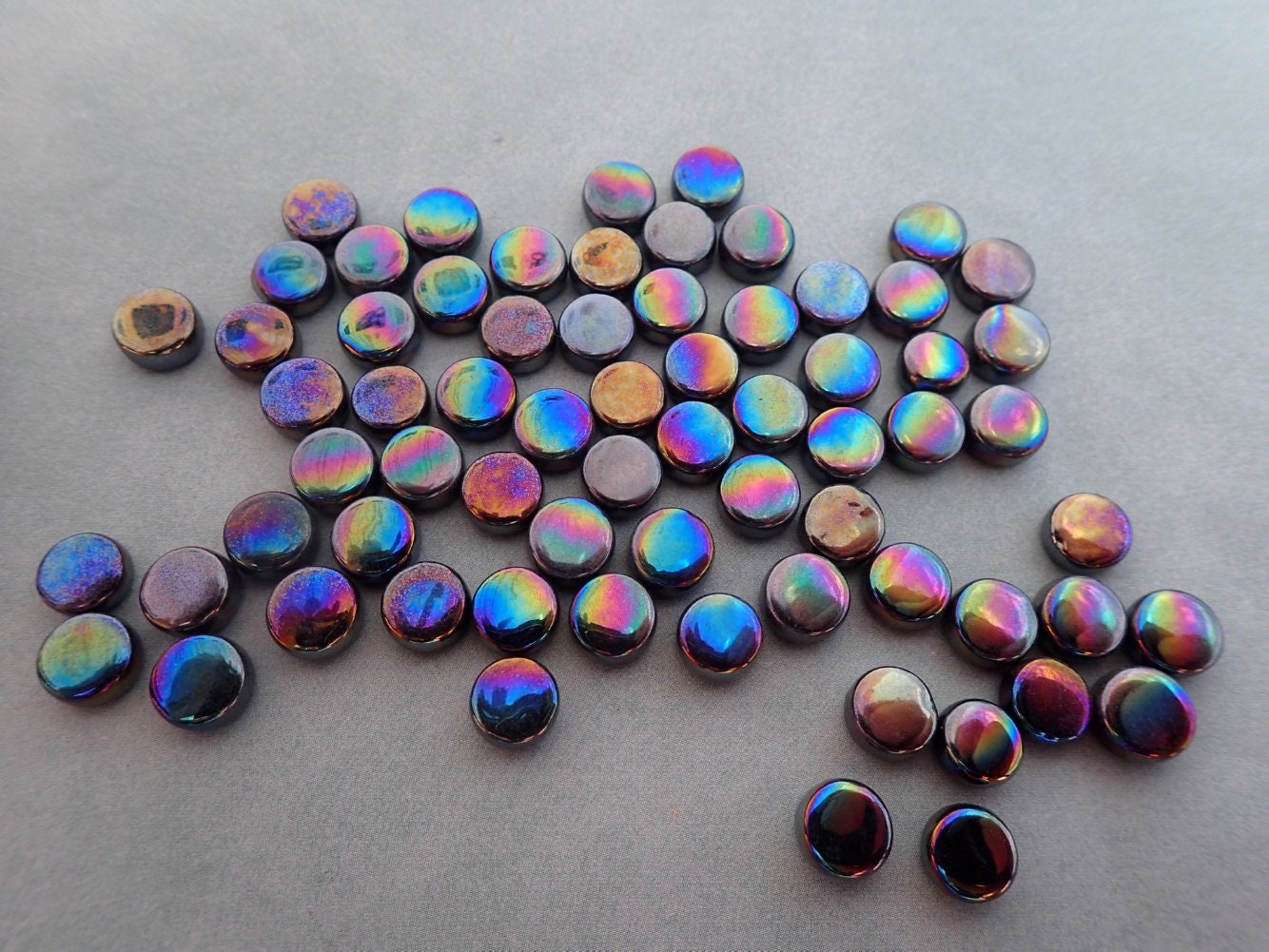 Black Iridescent MINI Glass Drops Mosaic Tiles - 50 grams - Over 100 Darlin' Dotz
