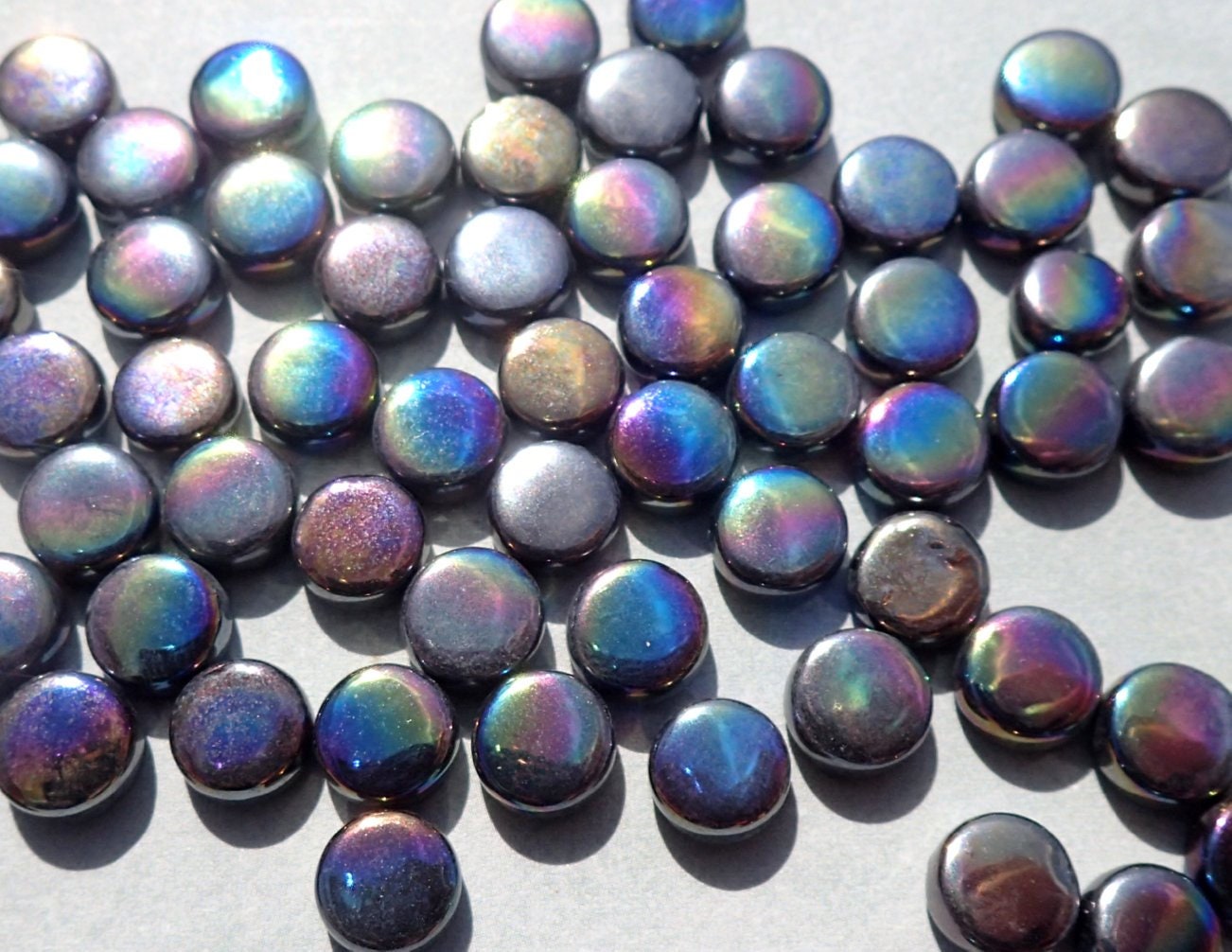 Black Iridescent MINI Glass Drops Mosaic Tiles - 50 grams - Over 100 Darlin' Dotz