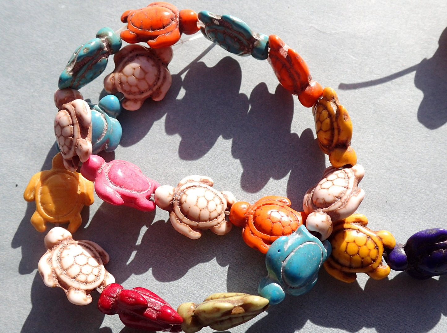 Colorful Sea Turtles Stone Beads - Half or Full Strand - Use for Mosaics