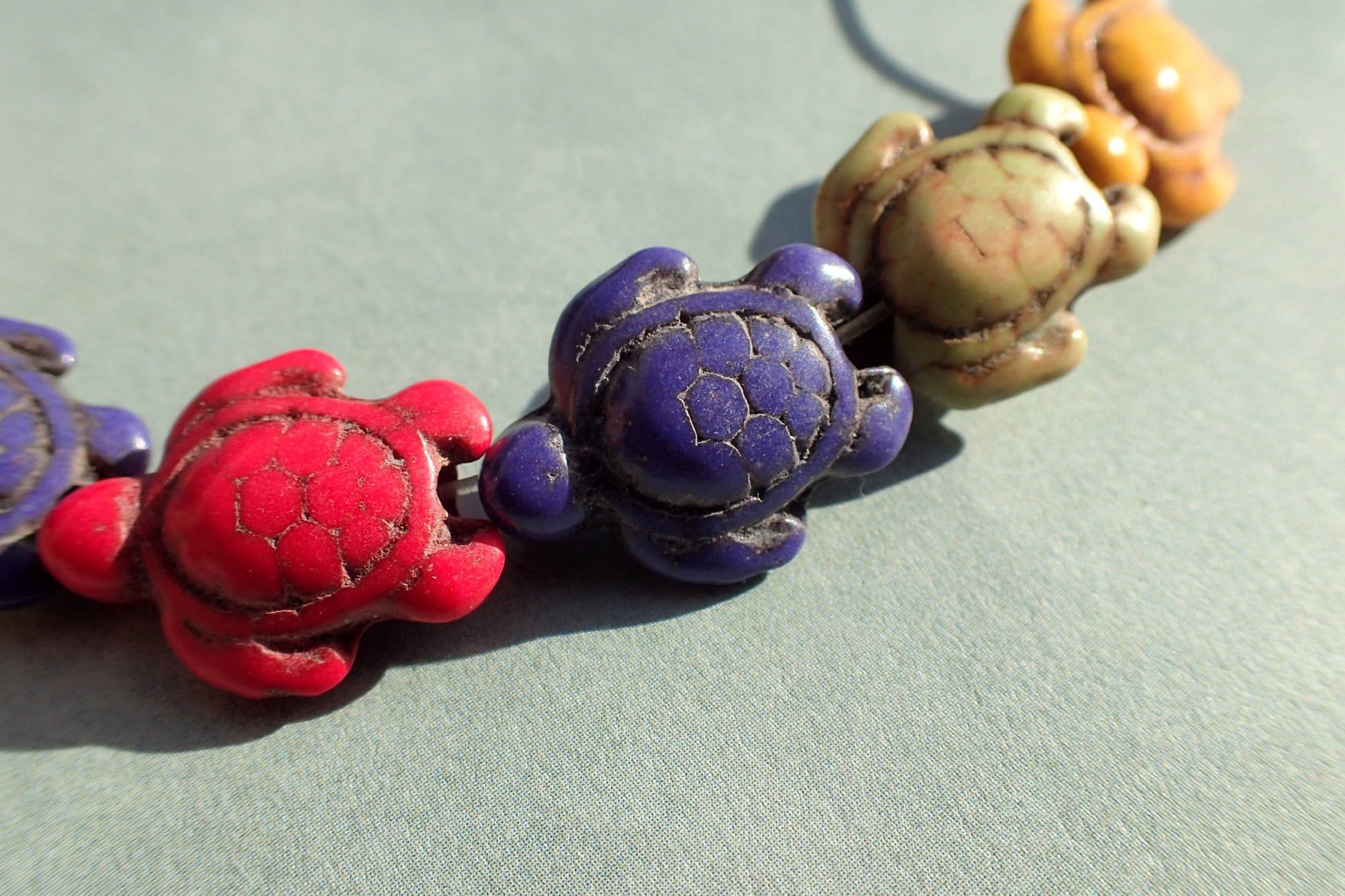 Colorful Sea Turtles Stone Beads - Half or Full Strand - Use for Mosaics