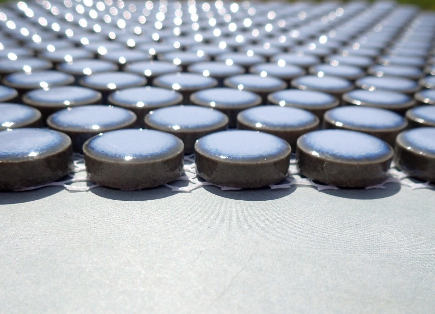 Light Blue Ceramic Mosaic Penny Rounds - 25 Tiles - 2cm Circles