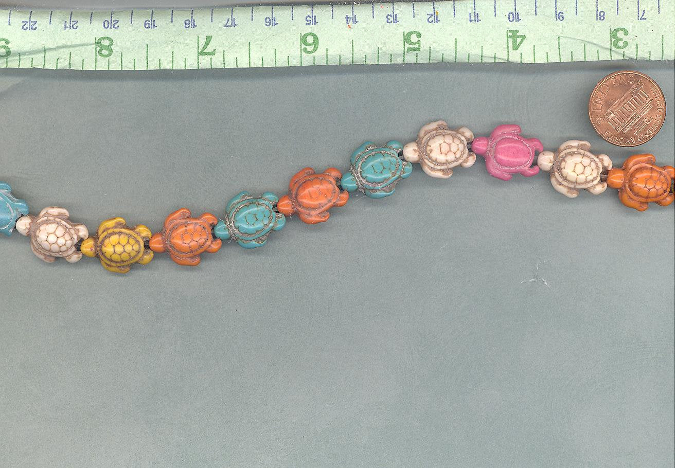 Colorful Sea Turtles Stone Beads - Half or Full Strand - Use for Mosaics