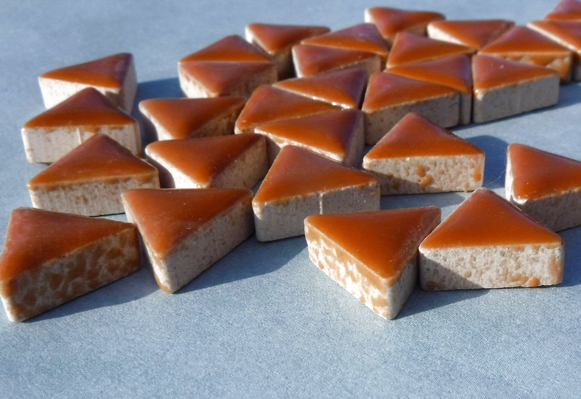 Brown Mini Triangles Mosaic Tiles - 50g Ceramic - 15mm in Dark Caramel