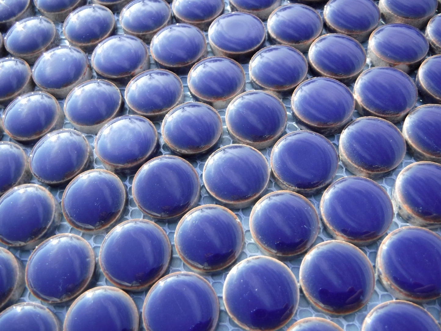 Dark Blue Ceramic Mosaic Penny Rounds - 25 Tiles - 2cm Circles
