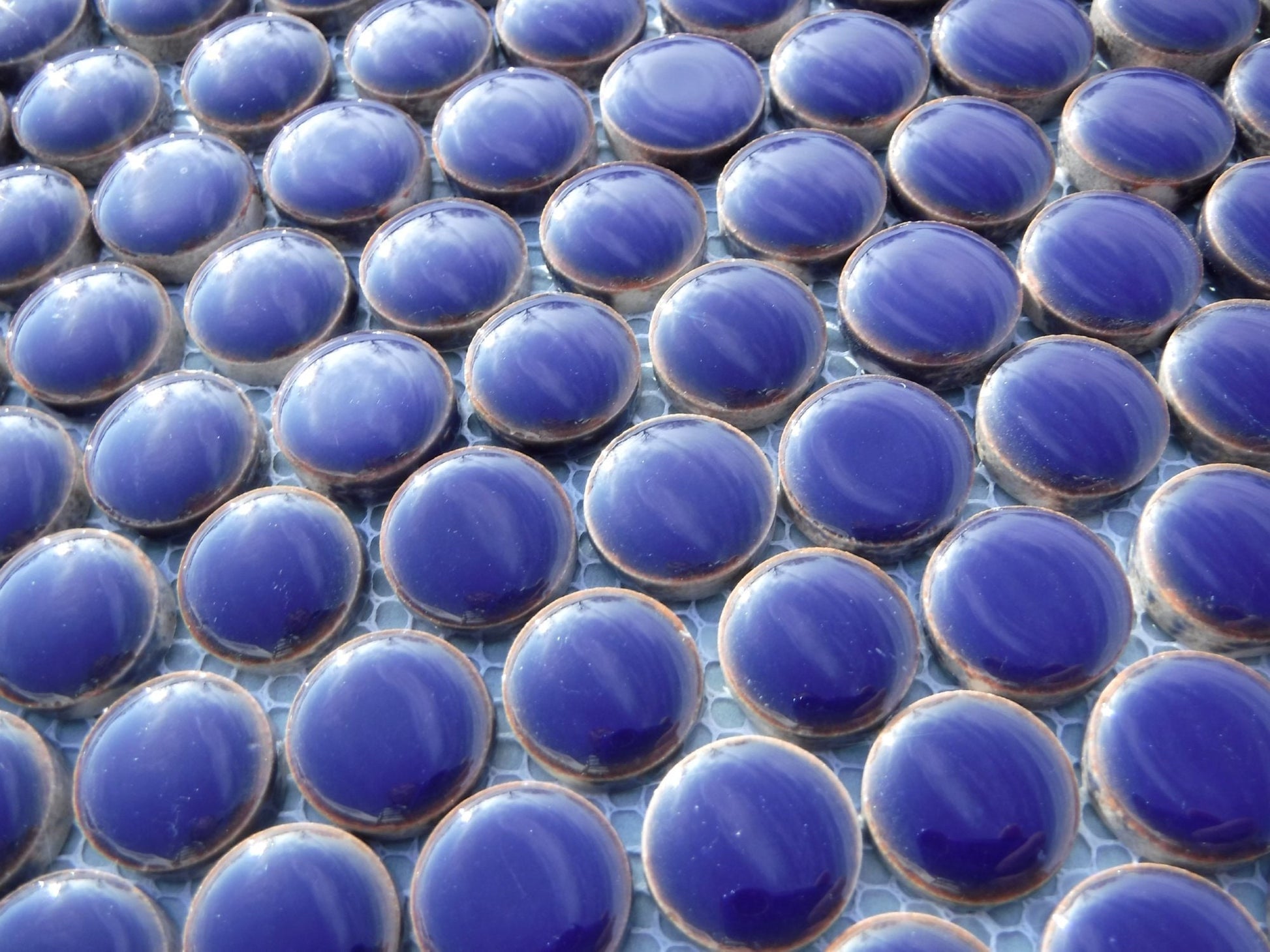 Dark Blue Ceramic Mosaic Penny Rounds - 25 Tiles - 2cm Circles