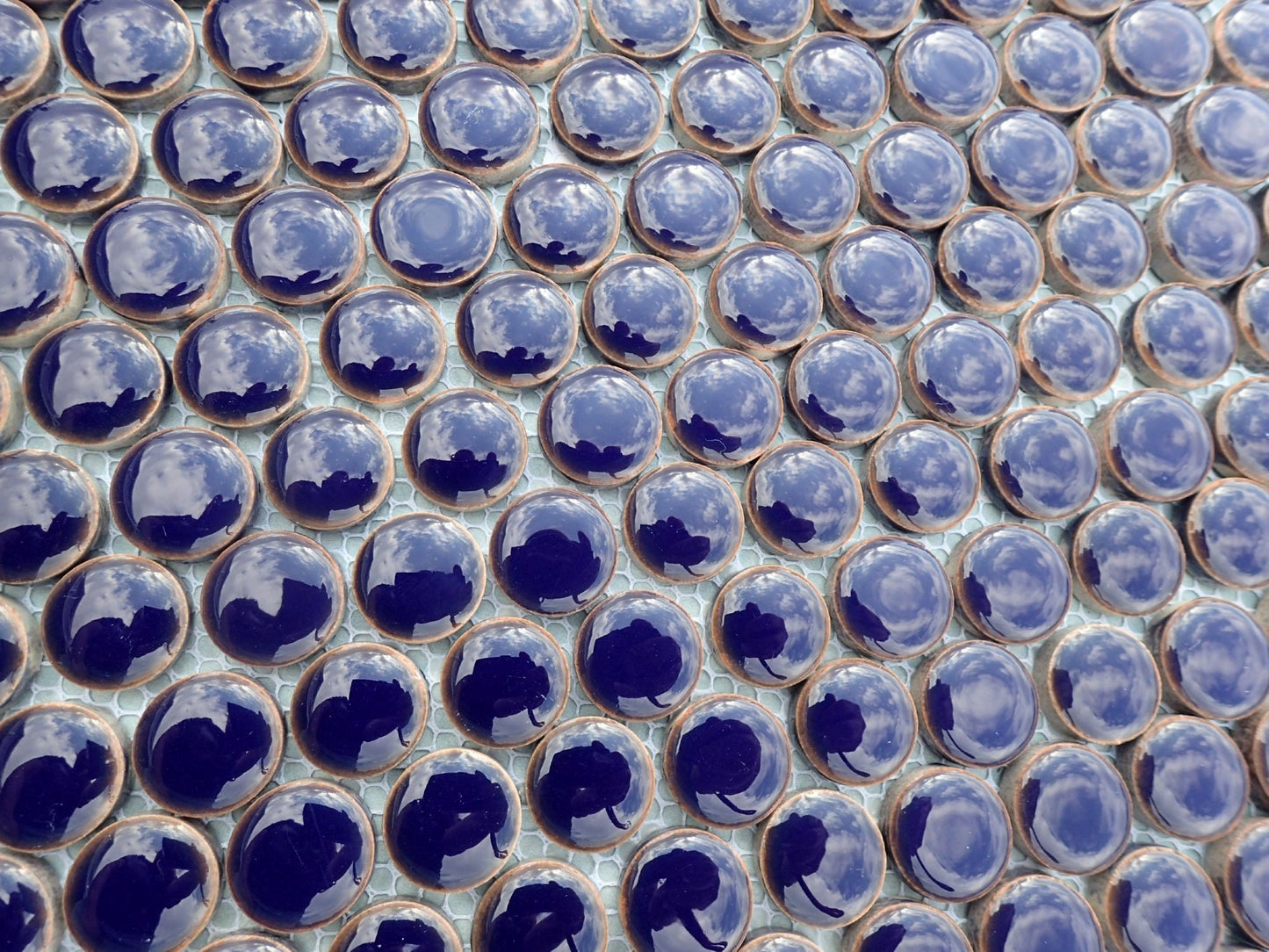 Dark Blue Ceramic Mosaic Penny Rounds - 25 Tiles - 2cm Circles