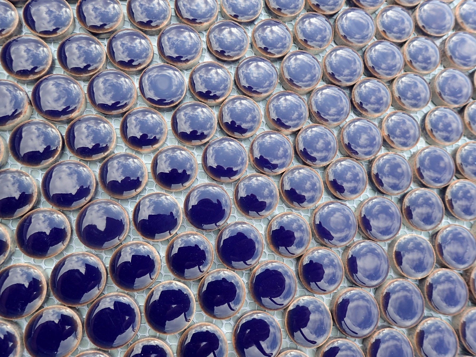 Dark Blue Ceramic Mosaic Penny Rounds - 25 Tiles - 2cm Circles