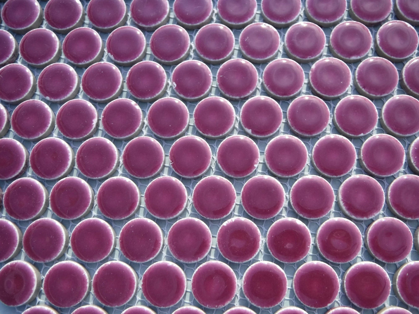Dark Berry Ceramic Tiles - Round Mosaic Tiles - .75 inch - 25 Tiles - Circles Penny Rounds