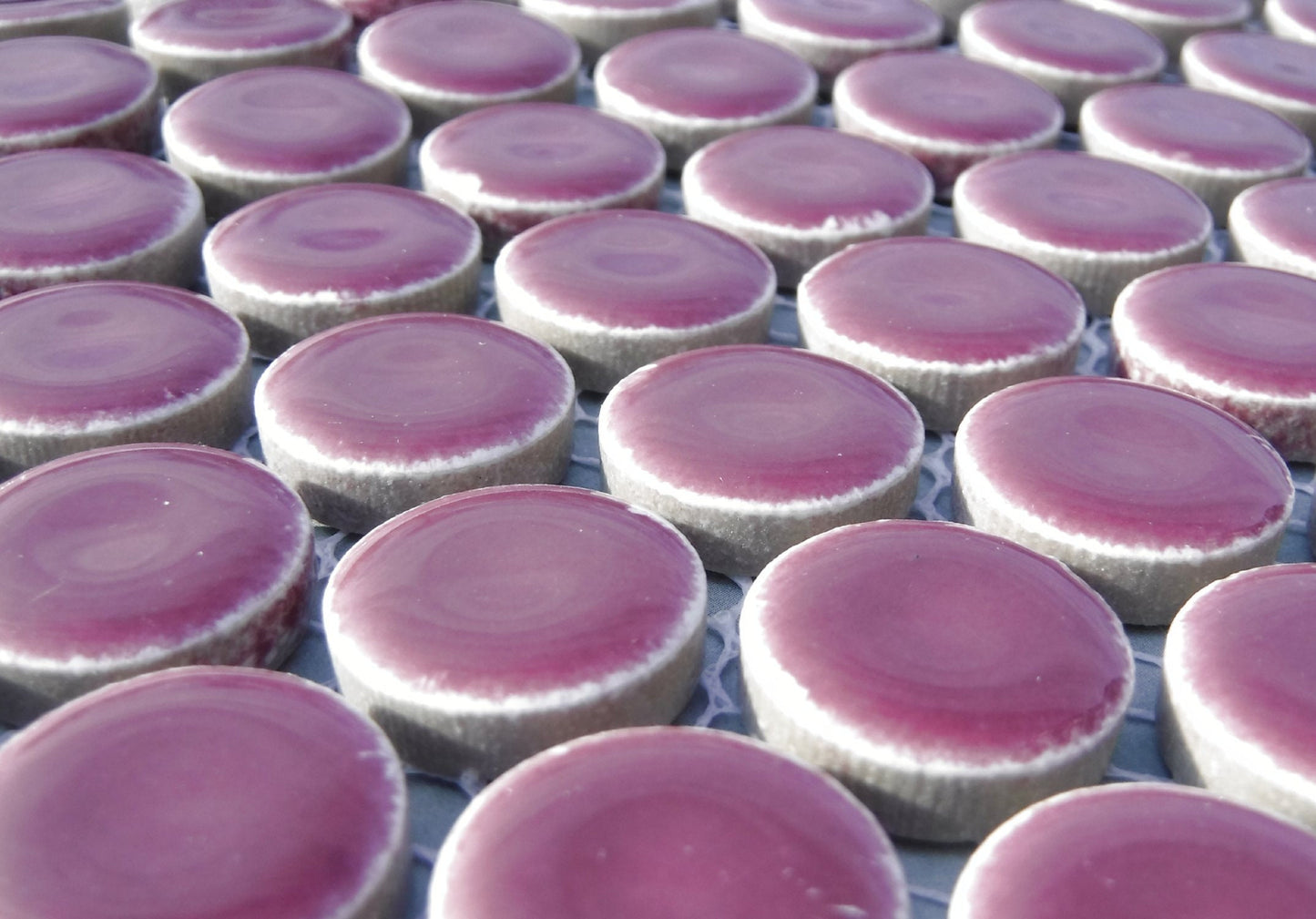 Dark Berry Ceramic Tiles - Round Mosaic Tiles - .75 inch - 25 Tiles - Circles Penny Rounds