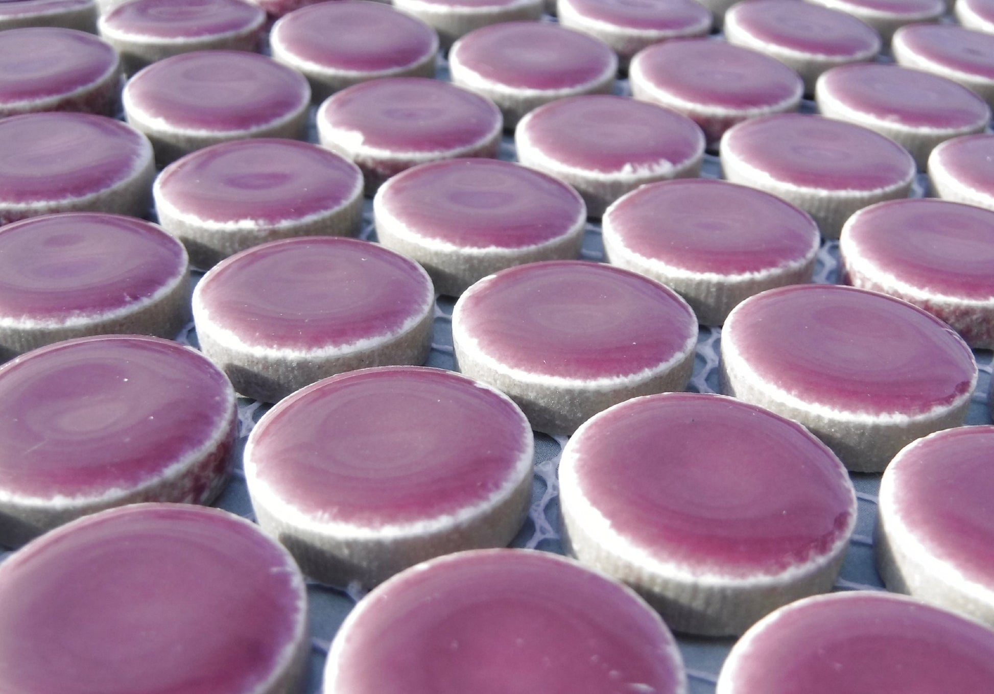 Dark Berry Ceramic Tiles - Round Mosaic Tiles - .75 inch - 25 Tiles - Circles Penny Rounds