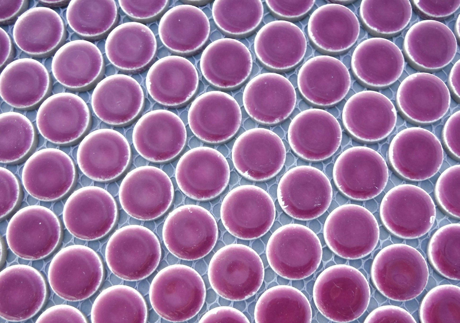 Dark Berry Ceramic Tiles - Round Mosaic Tiles - .75 inch - 25 Tiles - Circles Penny Rounds