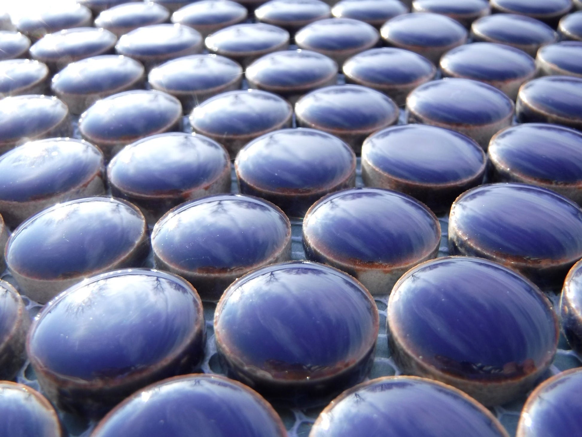 Dark Blue Ceramic Mosaic Penny Rounds - 25 Tiles - 2cm Circles