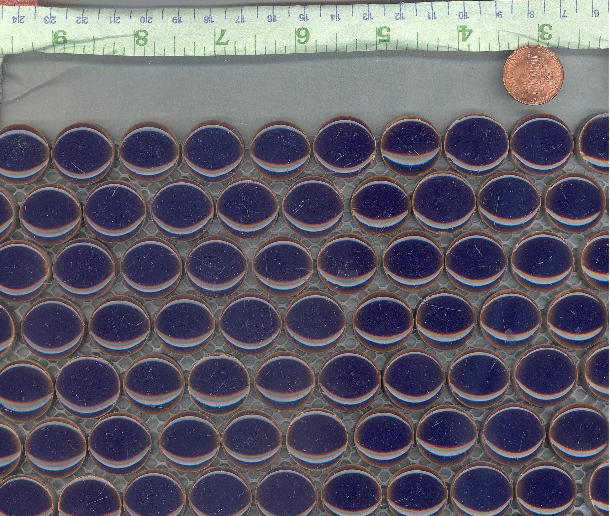 Dark Blue Ceramic Mosaic Penny Rounds - 25 Tiles - 2cm Circles