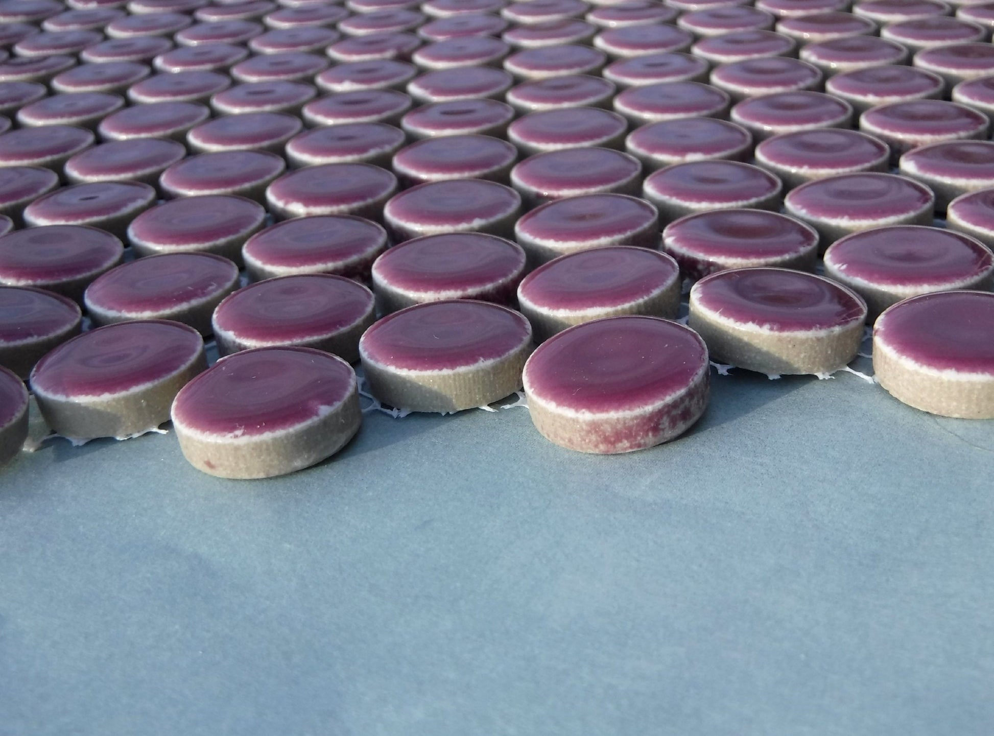 Dark Berry Ceramic Tiles - Round Mosaic Tiles - .75 inch - 25 Tiles - Circles Penny Rounds