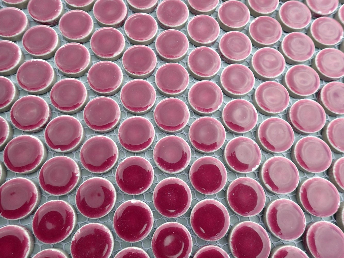 Dark Berry Ceramic Tiles - Round Mosaic Tiles - .75 inch - 25 Tiles - Circles Penny Rounds