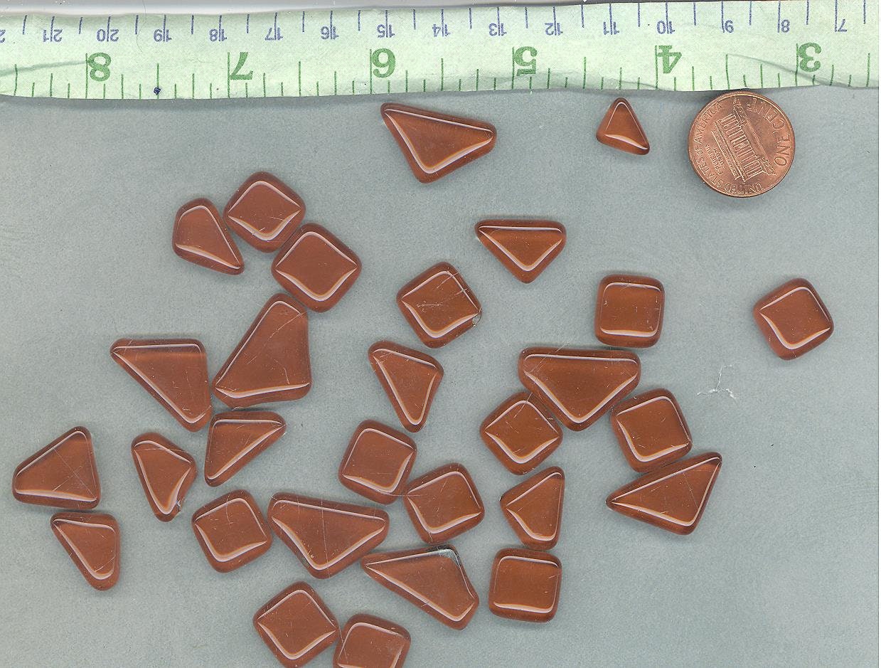 Hazelnut Brown Glass Puzzle Tiles - Assorted Shapes - 100 grams Mosaic Tiles