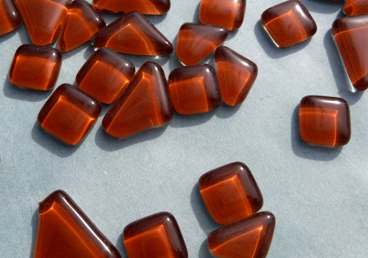 Hazelnut Brown Glass Puzzle Tiles - Assorted Shapes - 100 grams Mosaic Tiles