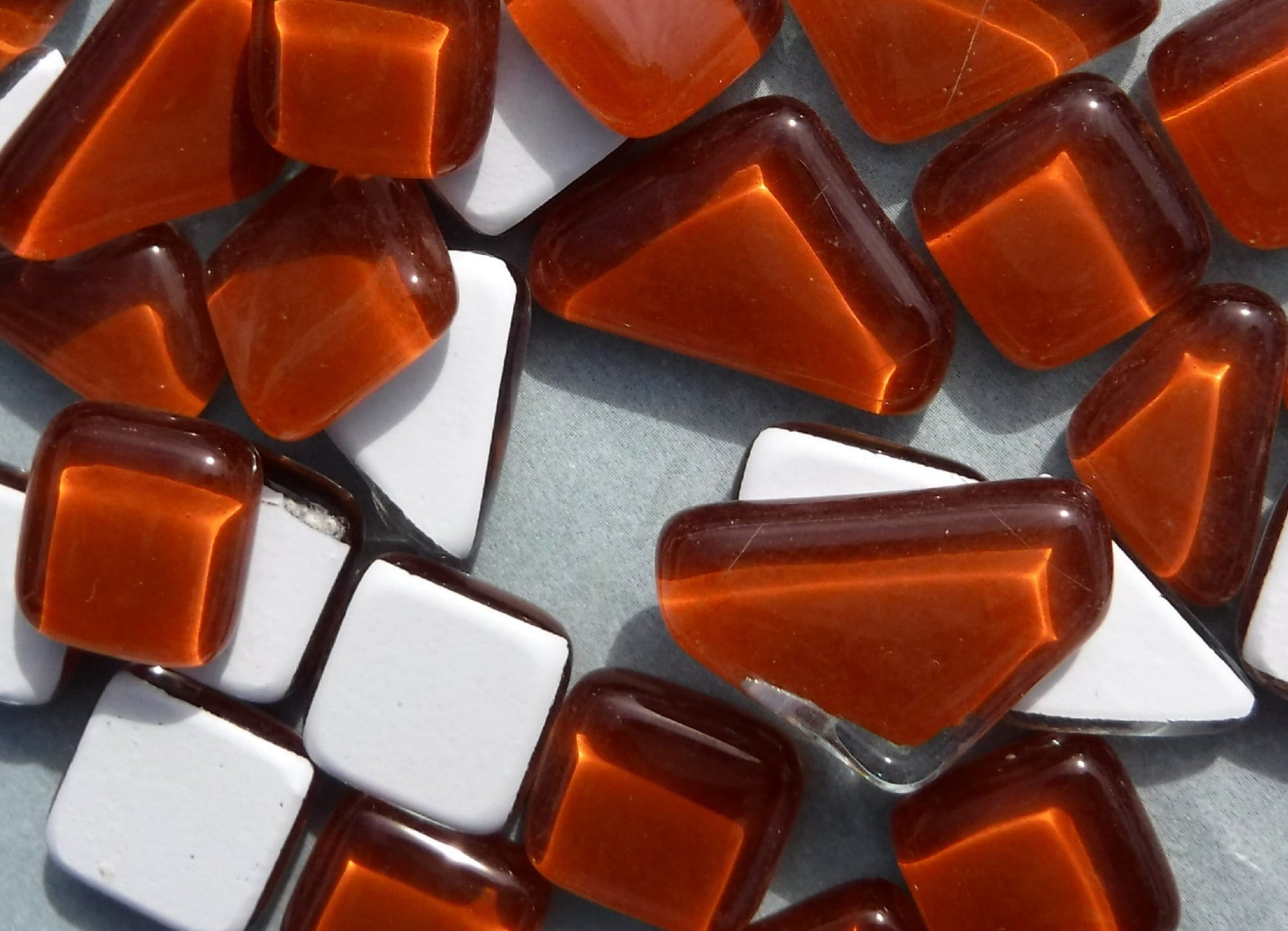 Hazelnut Brown Glass Puzzle Tiles - Assorted Shapes - 100 grams Mosaic Tiles