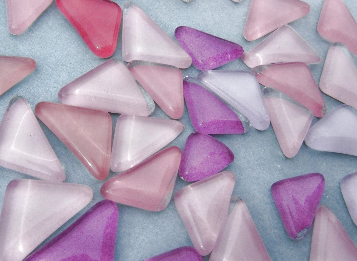 Sweet Pea Glass Puzzle Tiles - Assorted Shapes and Colors - 100 grams Mosaic Tiles Glass in Shades of Pink and Purple