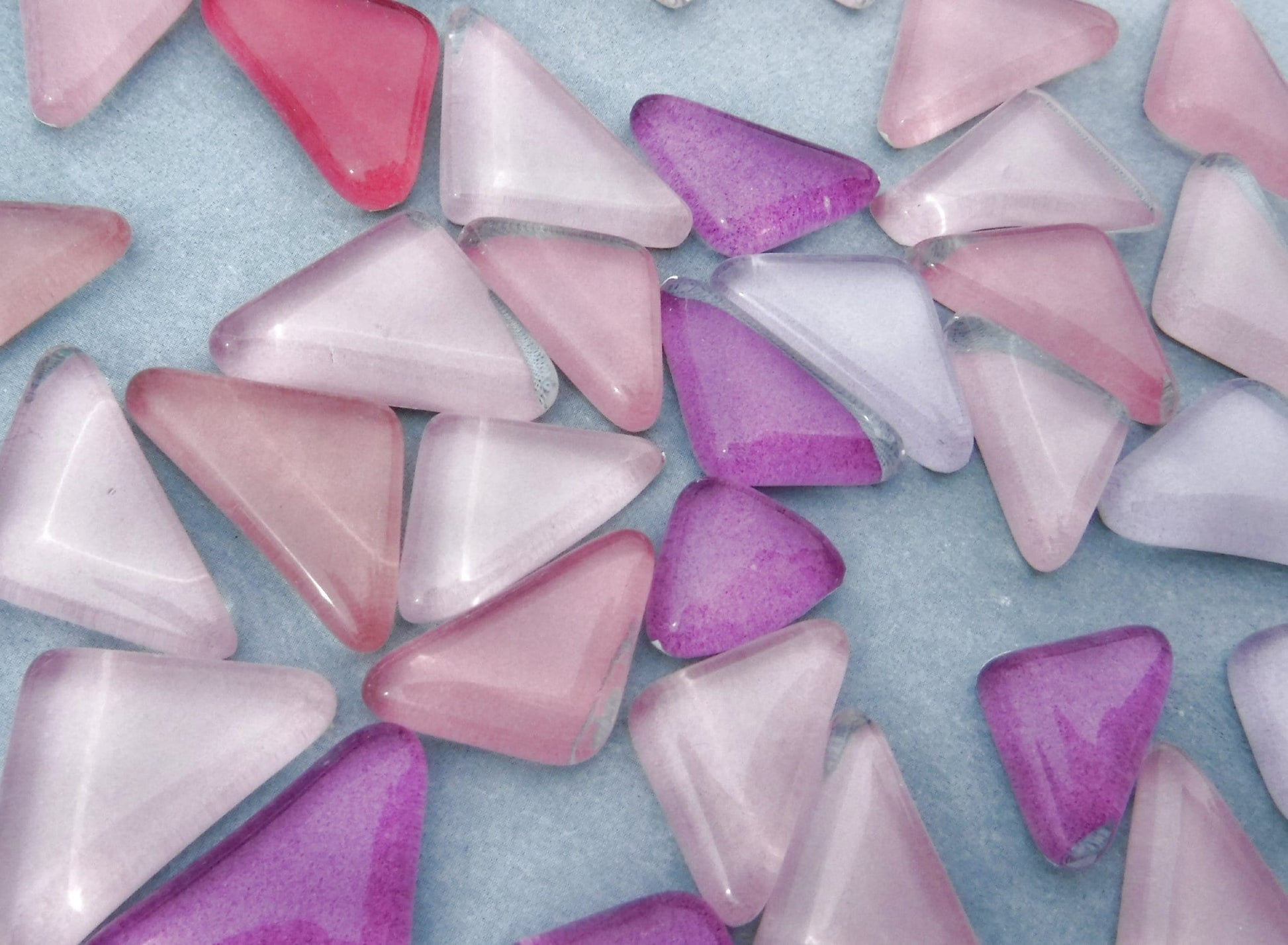 Sweet Pea Glass Puzzle Tiles - Assorted Shapes and Colors - 100 grams Mosaic Tiles Glass in Shades of Pink and Purple
