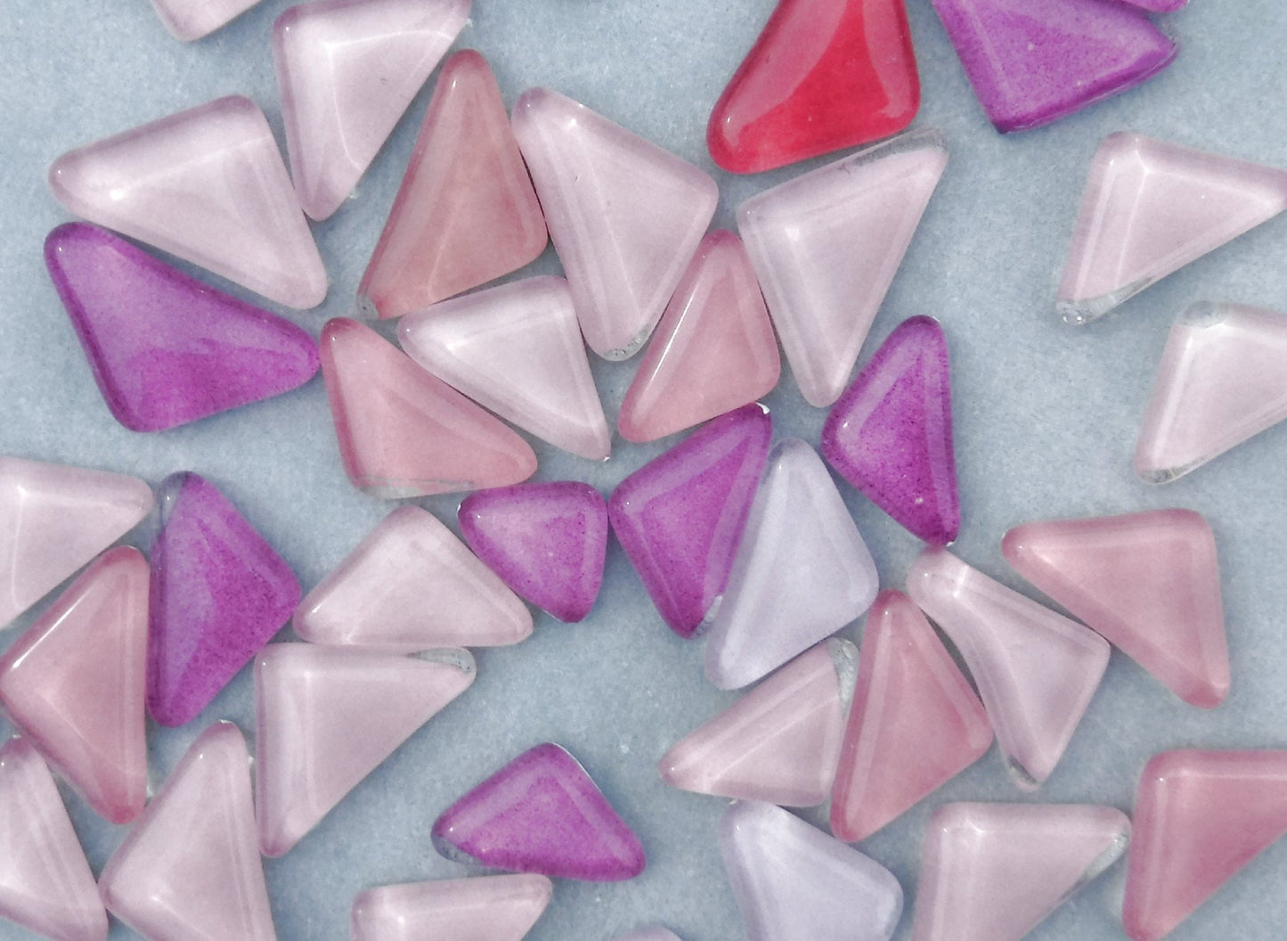 Sweet Pea Glass Puzzle Tiles - Assorted Shapes and Colors - 100 grams Mosaic Tiles Glass in Shades of Pink and Purple