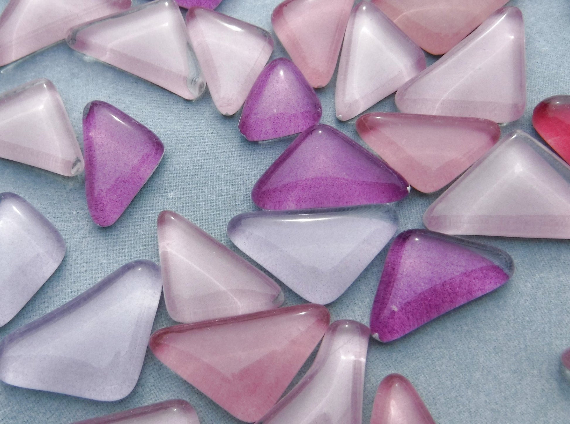 Sweet Pea Glass Puzzle Tiles - Assorted Shapes and Colors - 100 grams Mosaic Tiles Glass in Shades of Pink and Purple