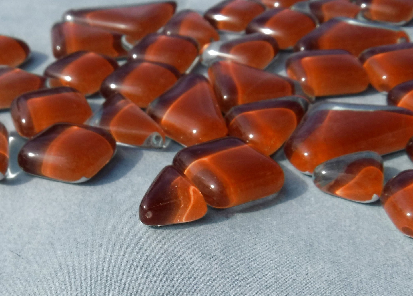 Hazelnut Brown Glass Puzzle Tiles - Assorted Shapes - 100 grams Mosaic Tiles