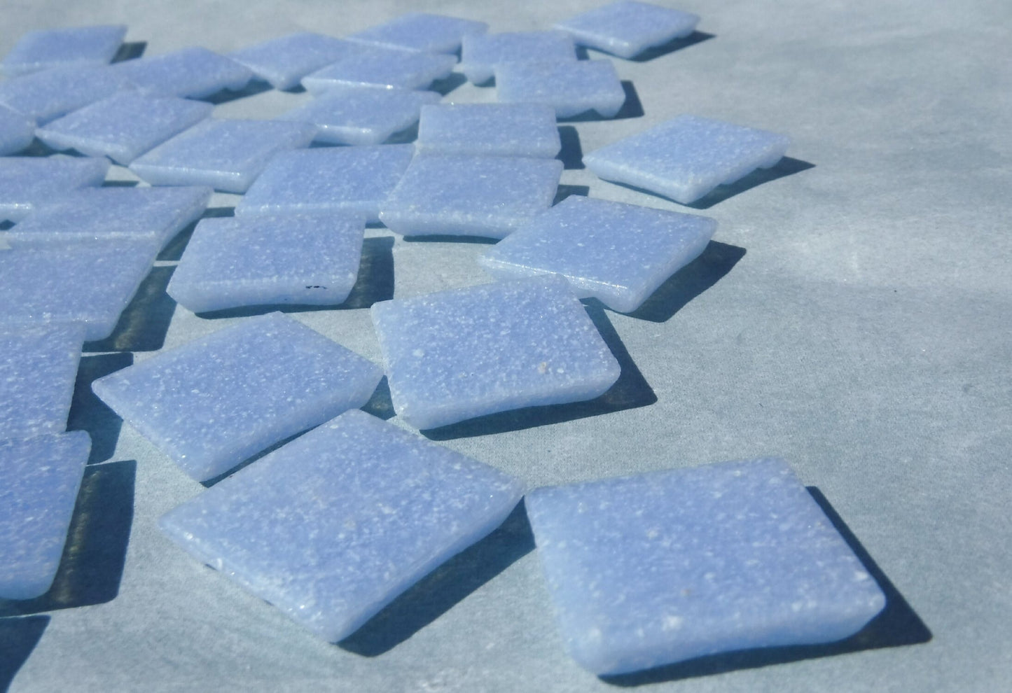 Cloudy Blue Glass Mosaic Tiles Squares - 20mm - Half Pound of Light Blue Vitreous Glass Tiles for Craft Projects - Approx 75 Tiles