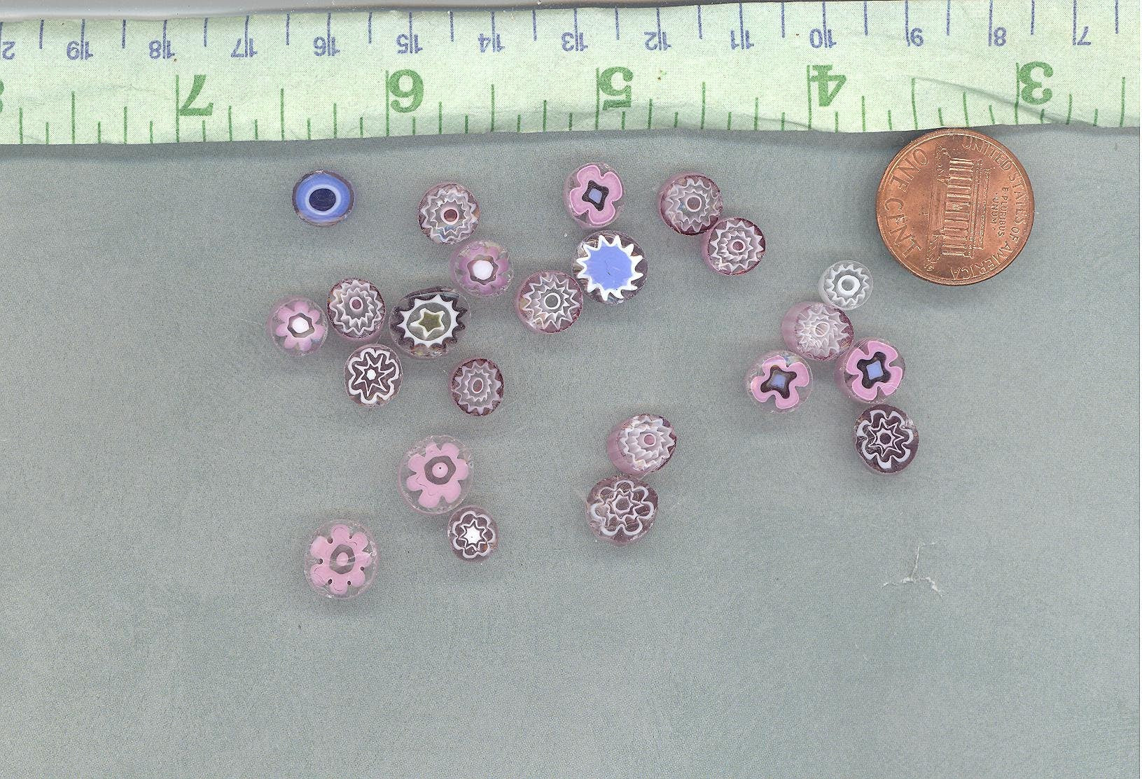 Pink and Purple Millefiori - 25 grams - Unique Mosaic Glass Tile - Mix of Patterns