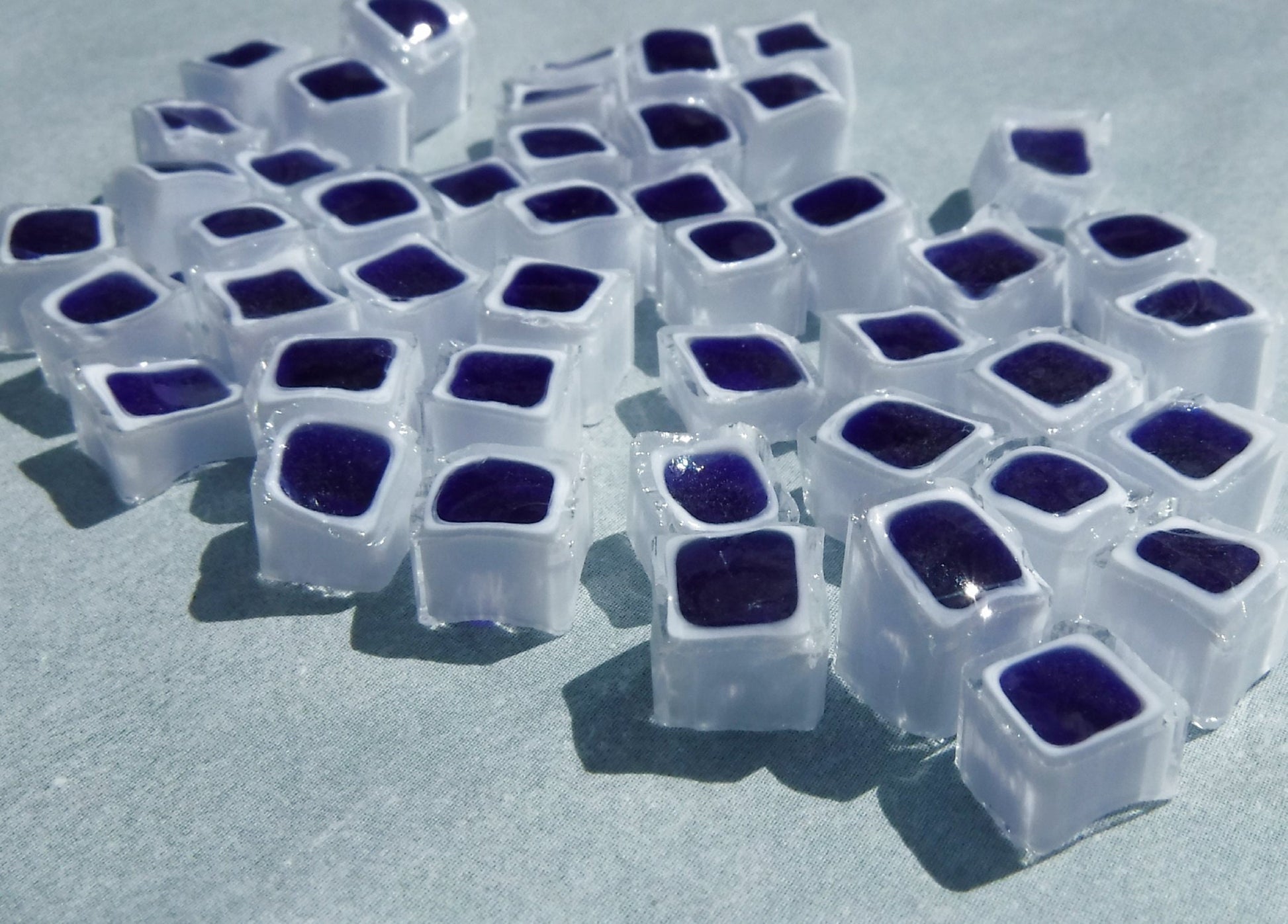 Blue and White Square Millefiori - 25 grams