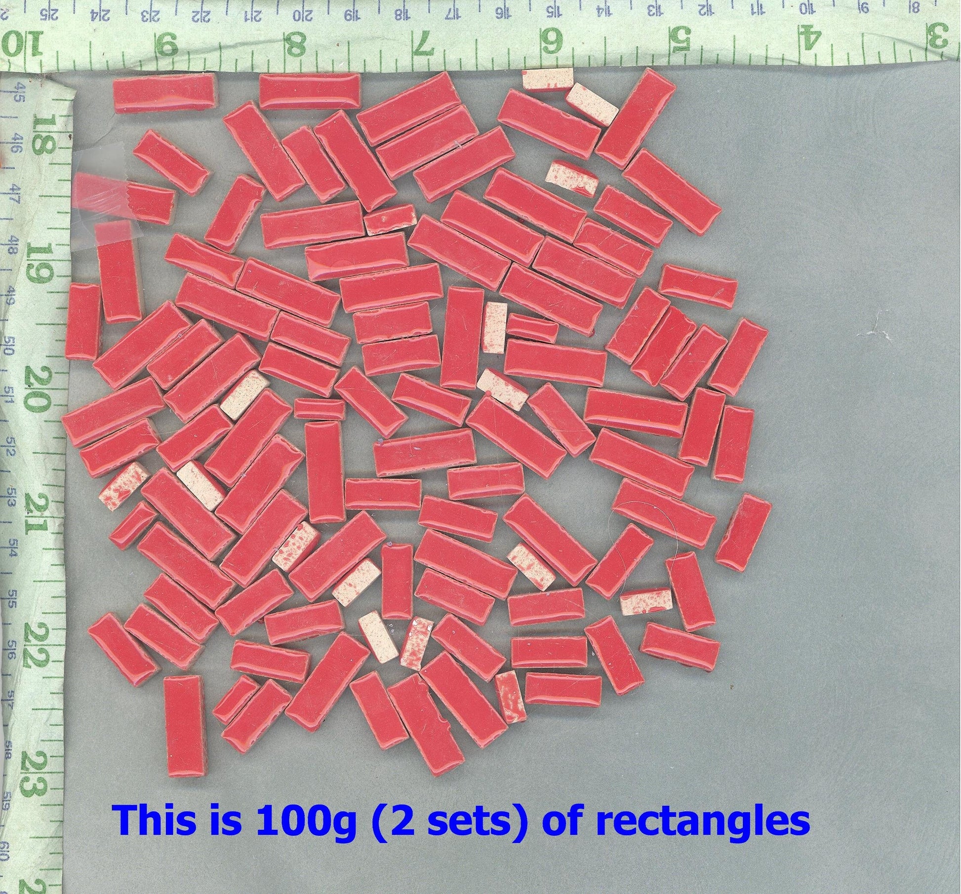 Mediterranean Blue Mini Rectangles Mosaic Tiles - 50g Ceramic in Mix of 3 Sizes 3/8" and 5/8" and 3/4" in Thalo Blue