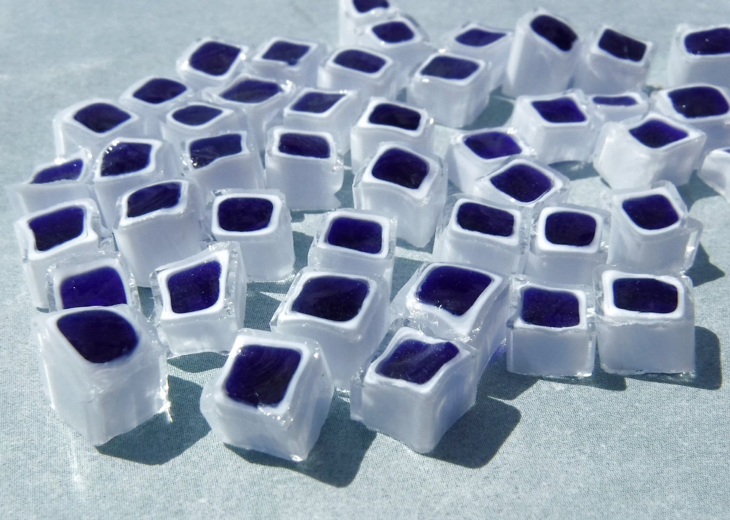 Blue and White Square Millefiori - 25 grams