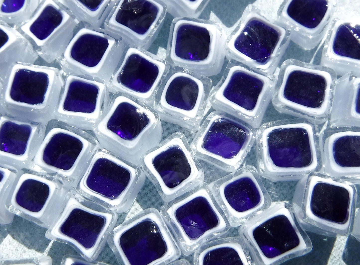 Blue and White Square Millefiori - 25 grams