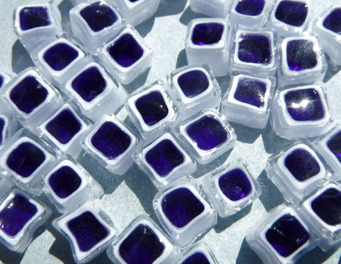 Blue and White Square Millefiori - 25 grams