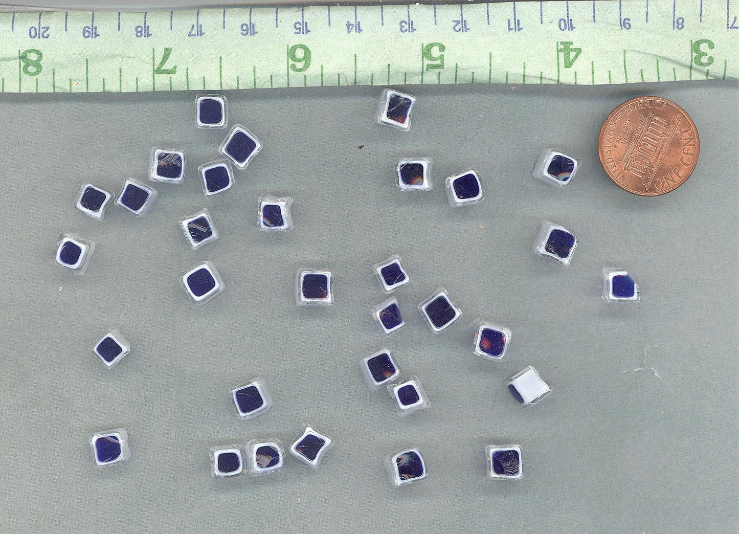 Blue and White Square Millefiori - 25 grams