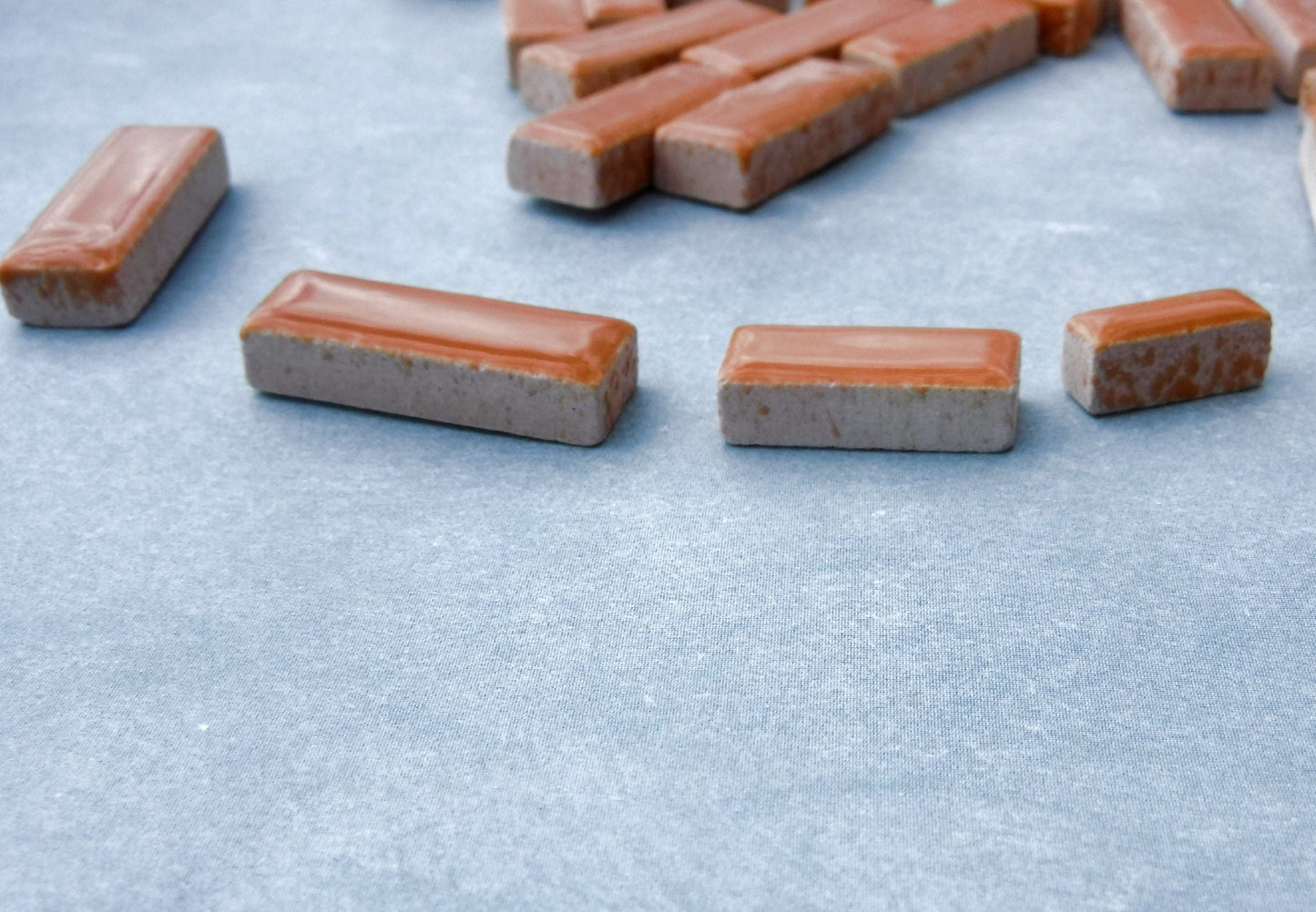 Brown Mini Rectangles Mosaic Tiles - 50g Ceramic in Mix of 3 Sizes 3/8" and 5/8" and 3/4"