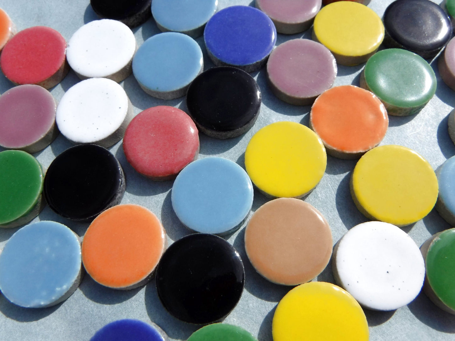 Circle Mosaic Tiles - 50 Ceramic 3/4" Inch Tiles in Assorted Colors