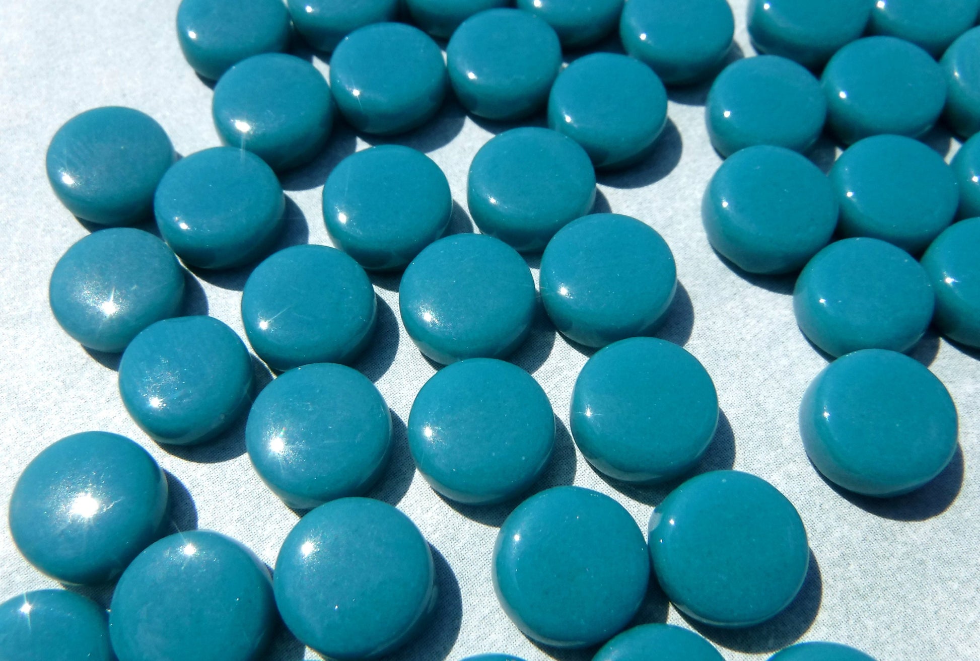 Dark Teal MINI Glass Drops Mosaic Tiles - 50 grams - 8mm - Over 100 Gems