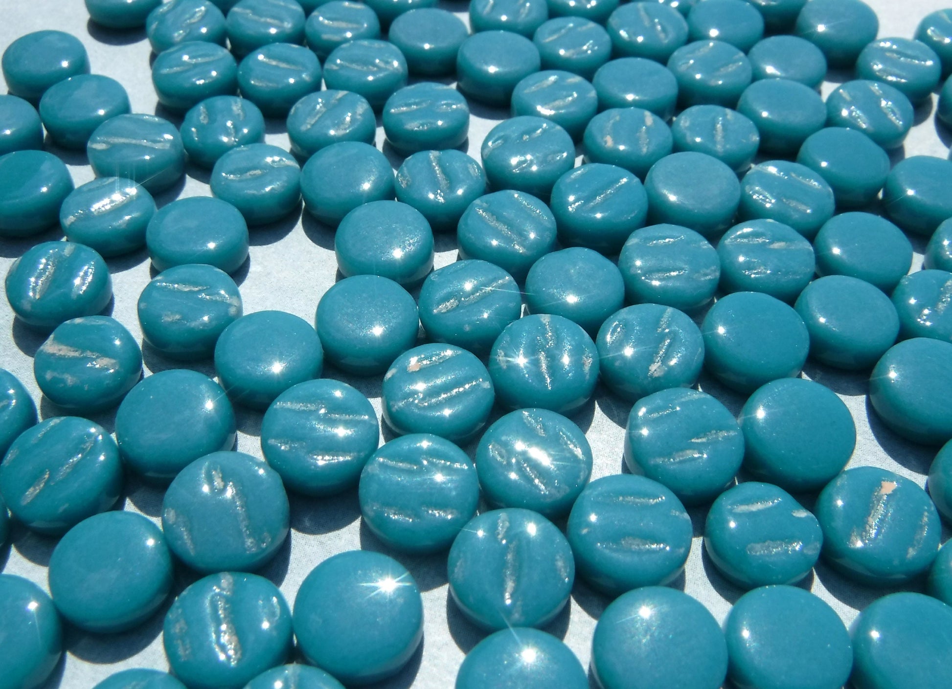 Dark Teal MINI Glass Drops Mosaic Tiles - 50 grams - 8mm - Over 100 Gems