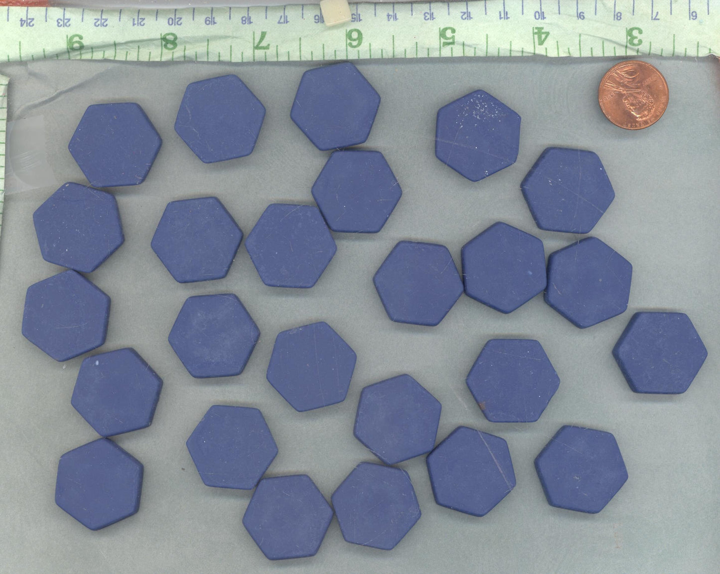 Blueberry Hexagon Mosaic Tiles - 25 Glass 23mm MATTE Tiles