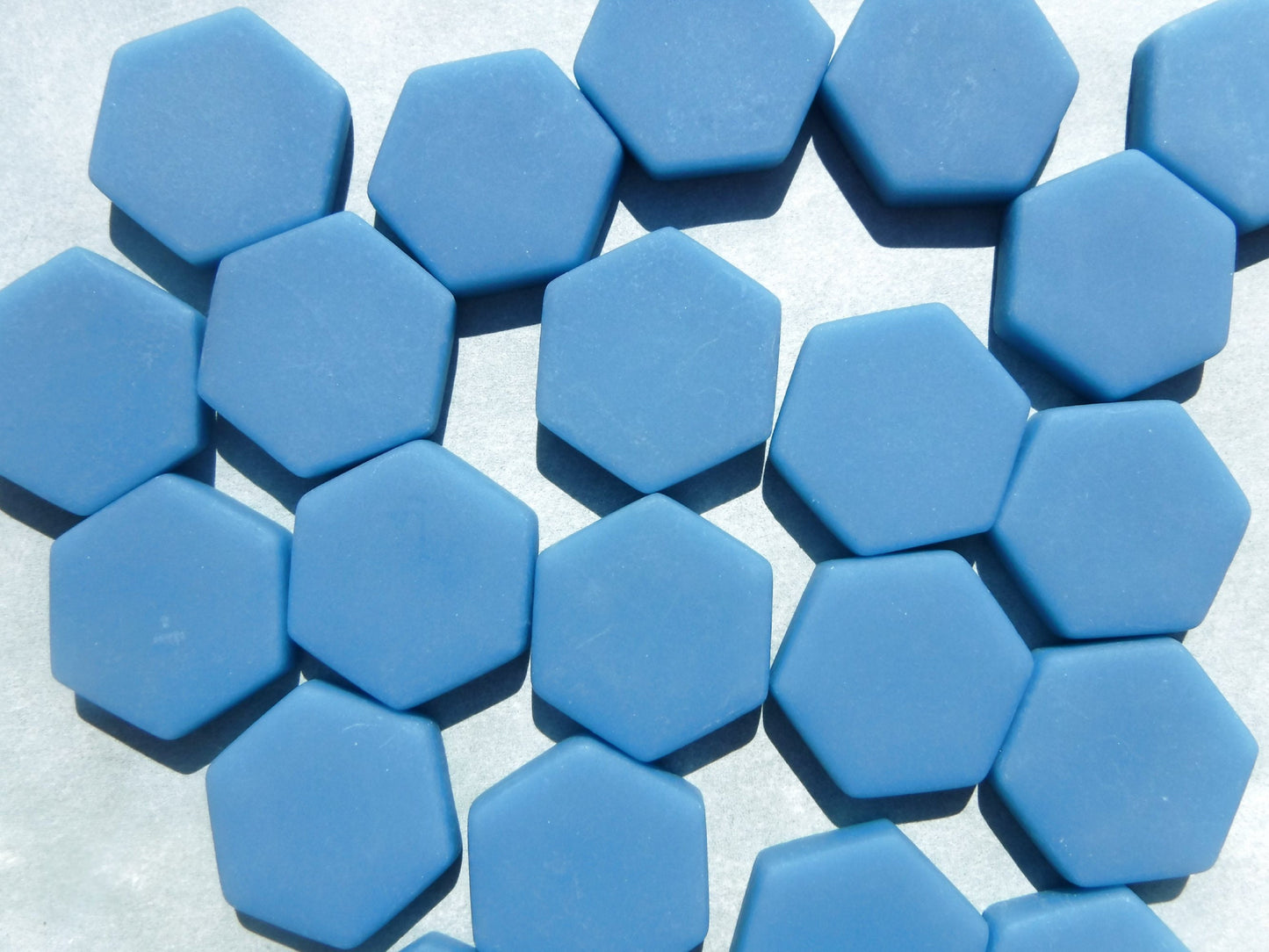 Cerulean Blue Hexagon Mosaic Tiles - 25 Glass 23mm MATTE Tiles
