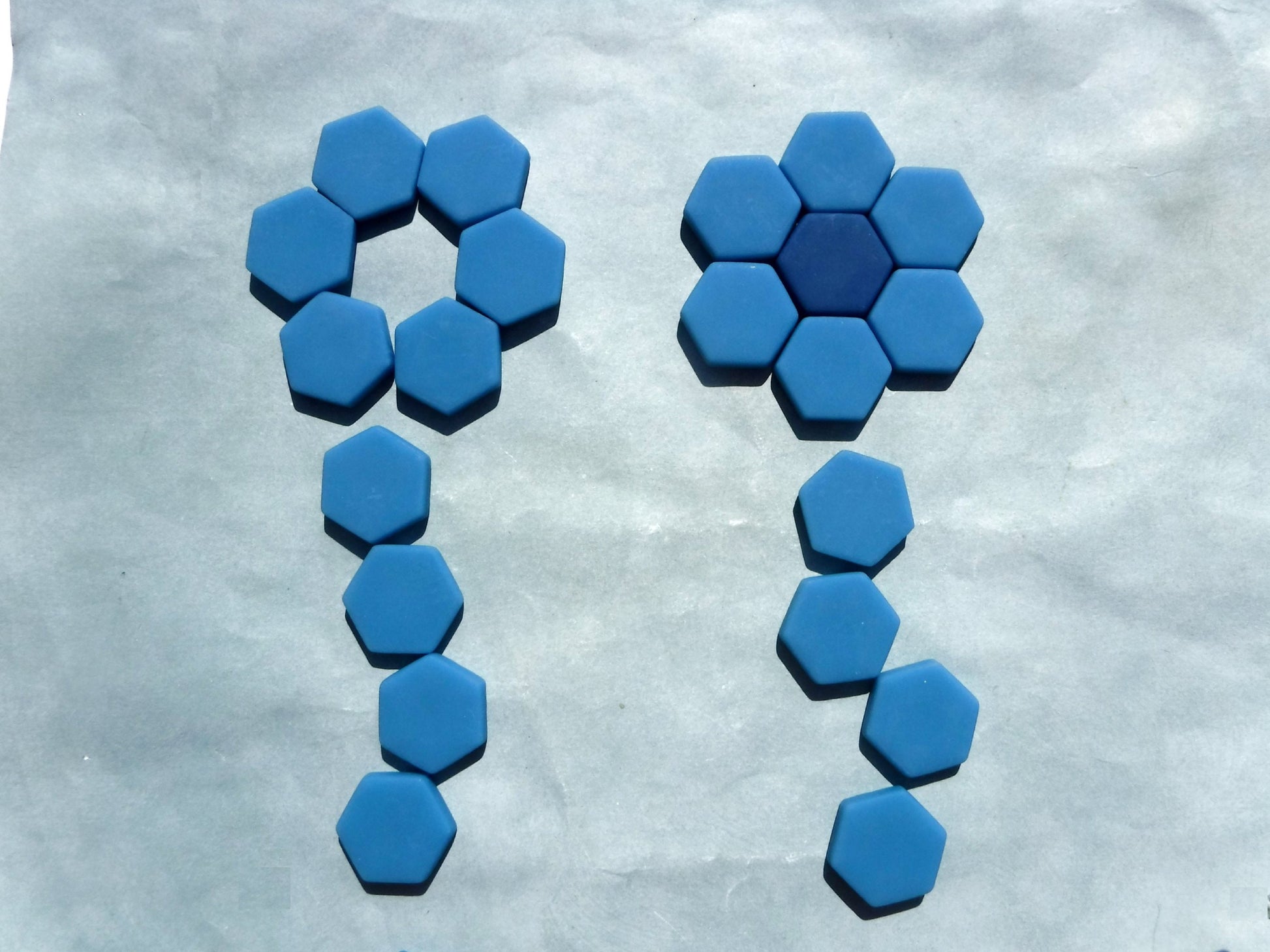 Cerulean Blue Hexagon Mosaic Tiles - 25 Glass 23mm MATTE Tiles