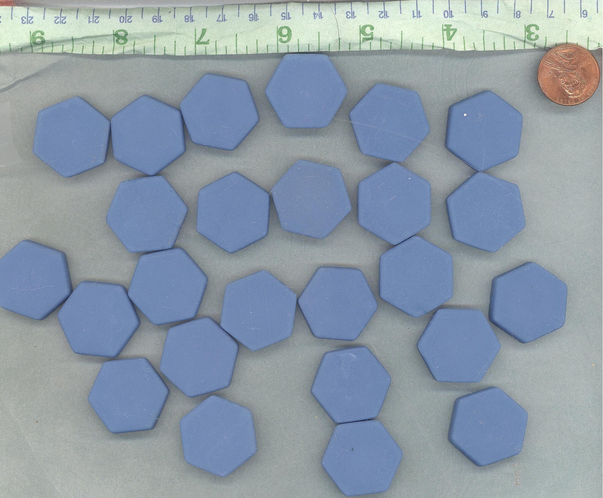 Cerulean Blue Hexagon Mosaic Tiles - 25 Glass 23mm MATTE Tiles