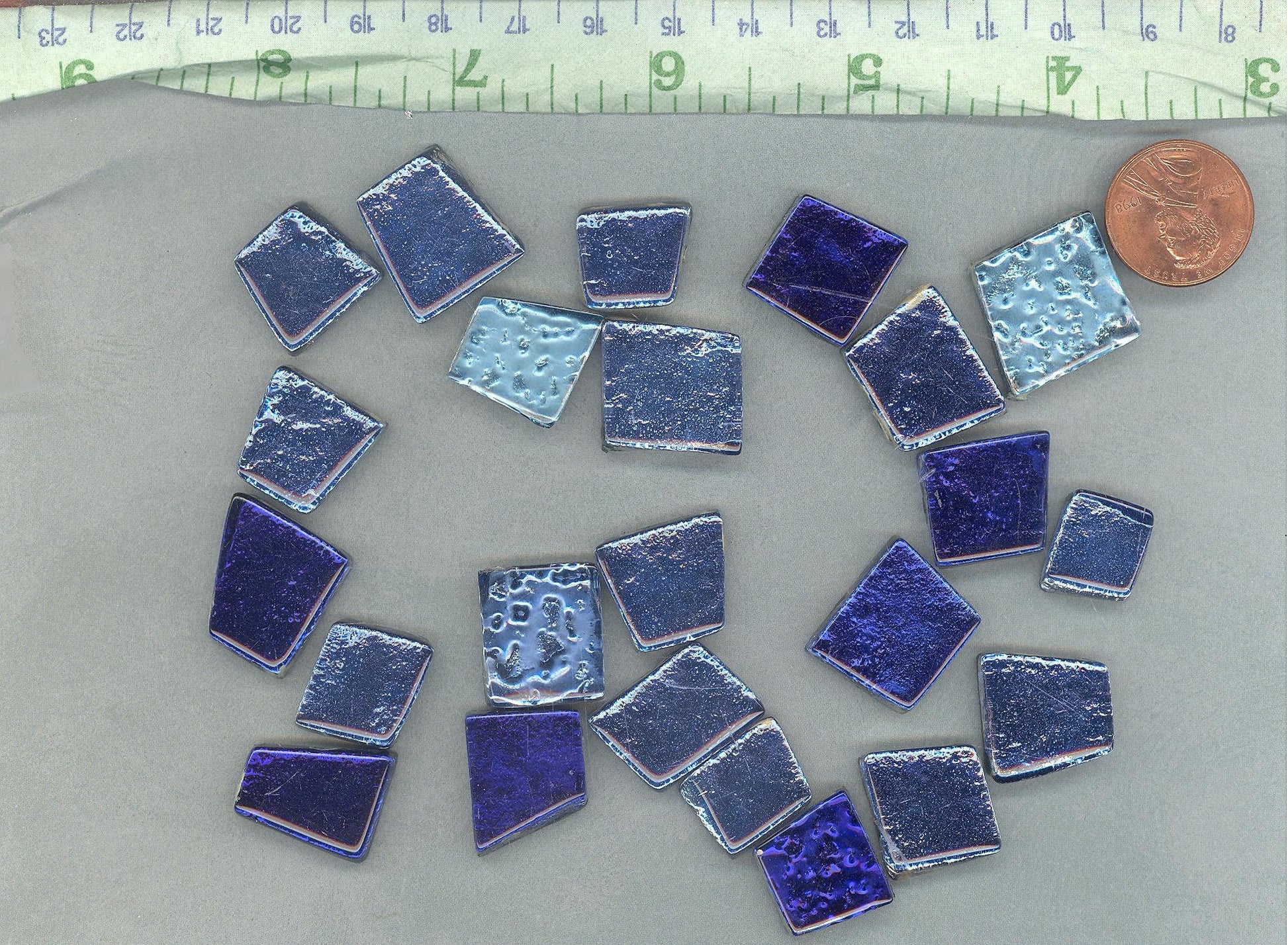 Triton Blues Glass Tiles - Metallic Foil - Assorted Shapes - 50 grams Mosaic Tiles