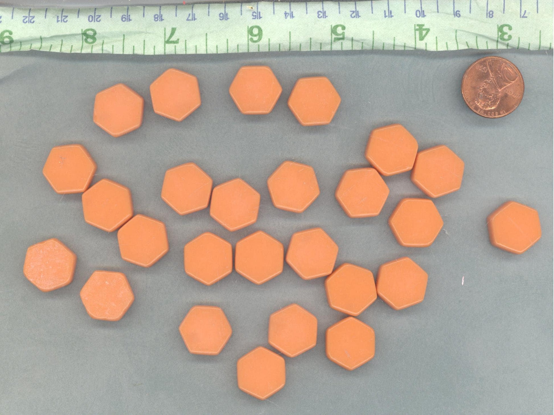 Orange Hexagon Mosaic Tiles - 15mm - 100g Opaque Glass Tiles - Pumpkin