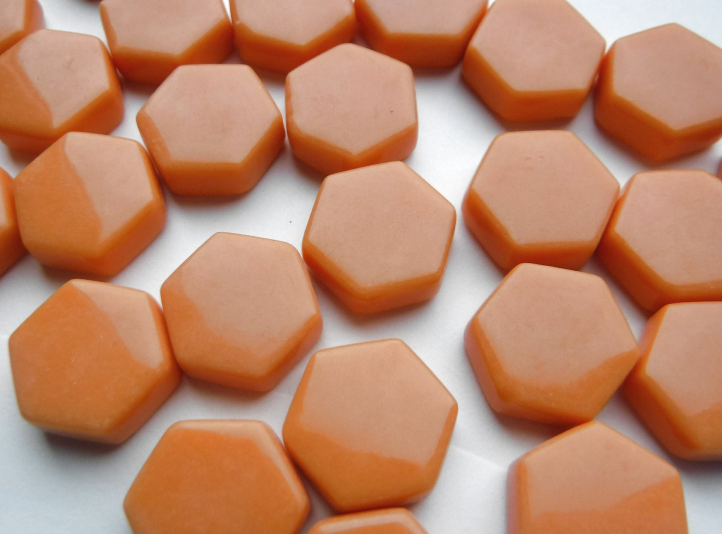 Orange Hexagon Mosaic Tiles - 15mm - 100g Opaque Glass Tiles - Pumpkin