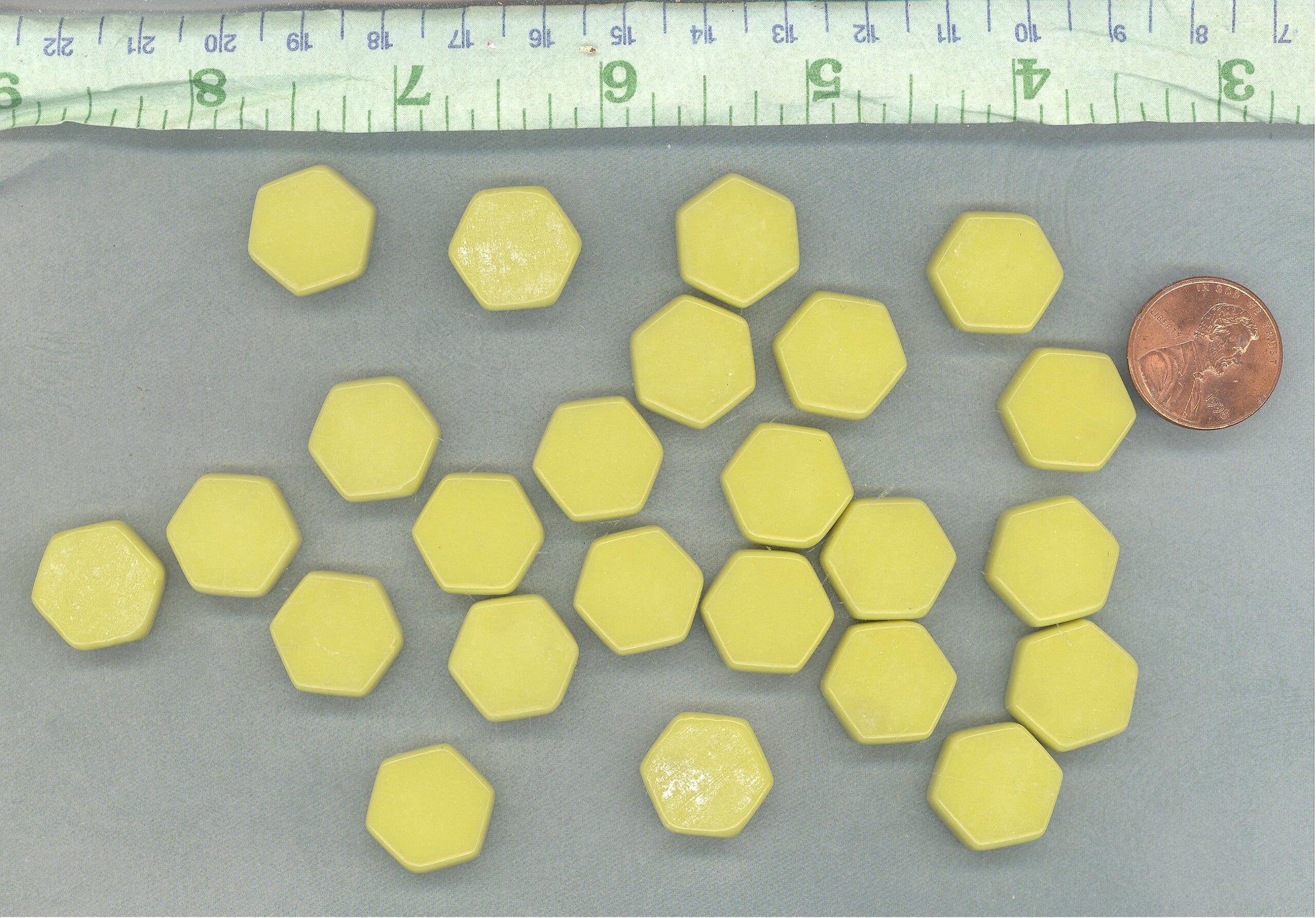 Mellow Yellow Hexagon Glass Mosaic Tiles - 15mm - 100g - Approx 35 Pieces