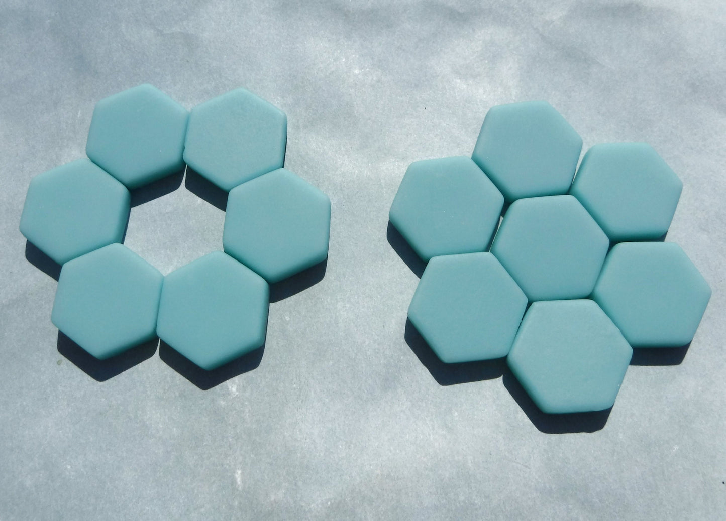Light Teal Hexagon Mosaic Tiles - 25 Glass 23mm MATTE Pieces
